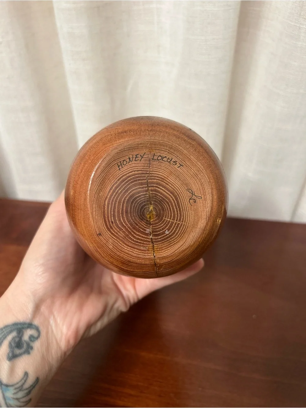 Handcrafted Honey Locust Wood Vase Rustic Decor